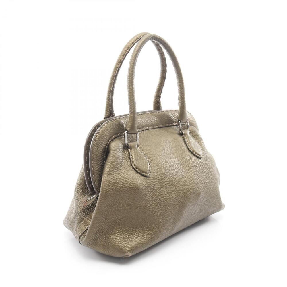 Fendi Metallic Khaki Bag Doctors Handbag Green Leather Selleria Green